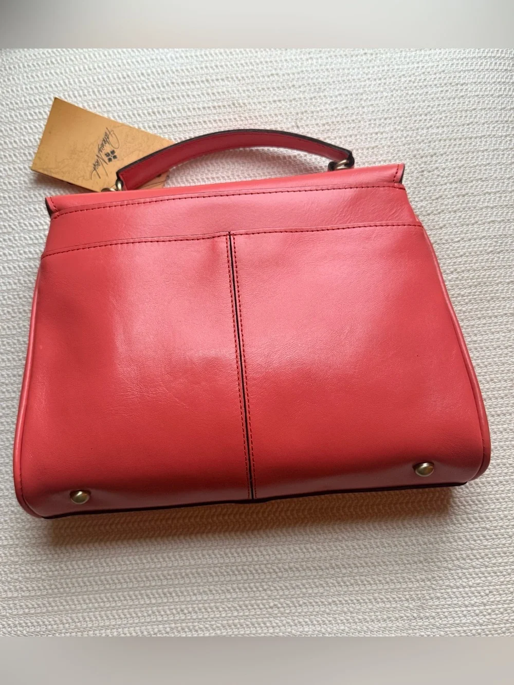 Patricia Nash Red Leather Floral Tooled Satchel Crossbody Bag NWT